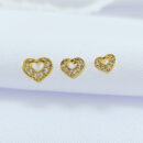 Trio de brincos coração cravejado