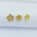 Trio de brincos estrela detalhe cravejado