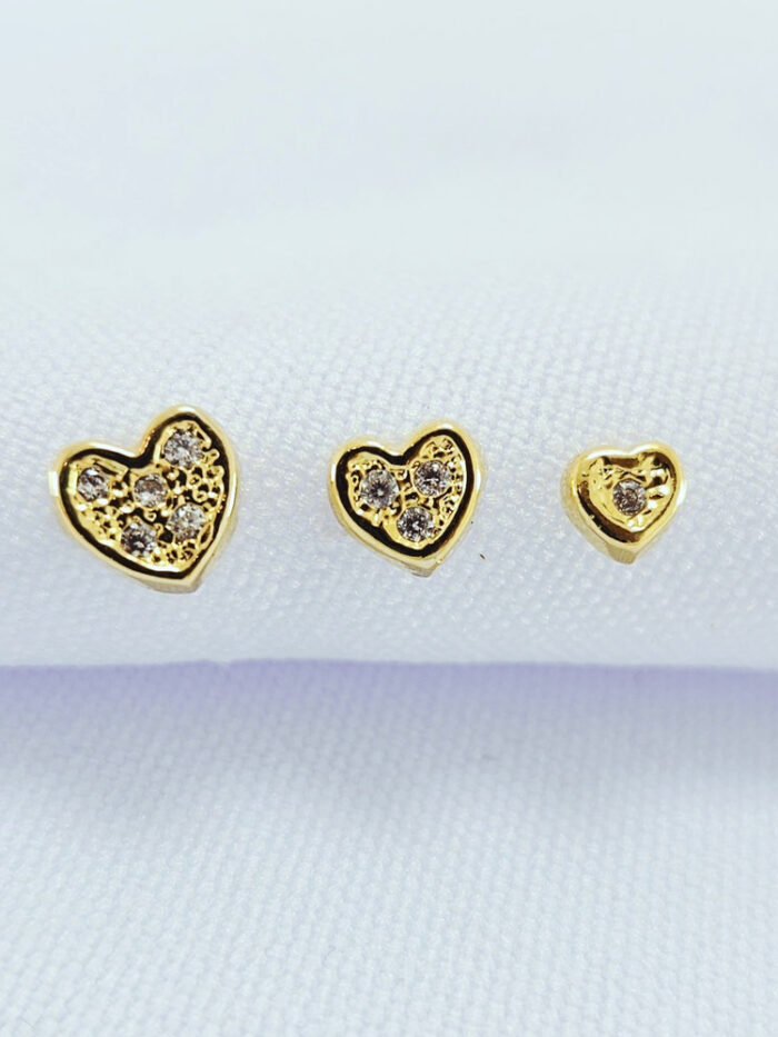 Trio coração detalhe cravejada