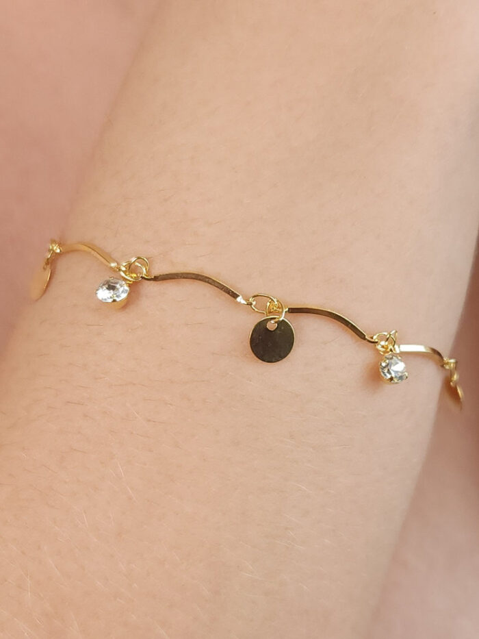 Pulseira pendente plaquinha com ponto de luz