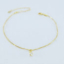 Tornozeleira com coração pedra cristal