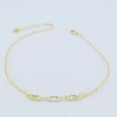 Tornozeleira elos cartier com pedra retângular cristal