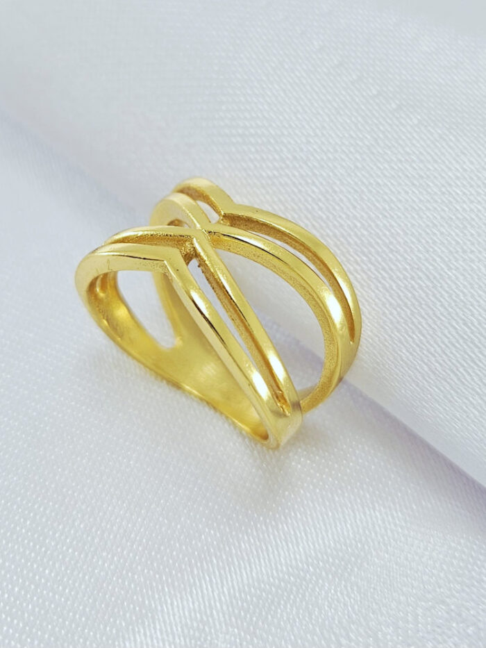 Anel faixa dupla estilo X