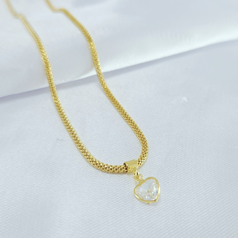 Gargantinha chocker com coração de cristal