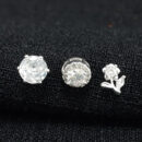 Brinco trio estilo rosa com ponto de luz cravejado