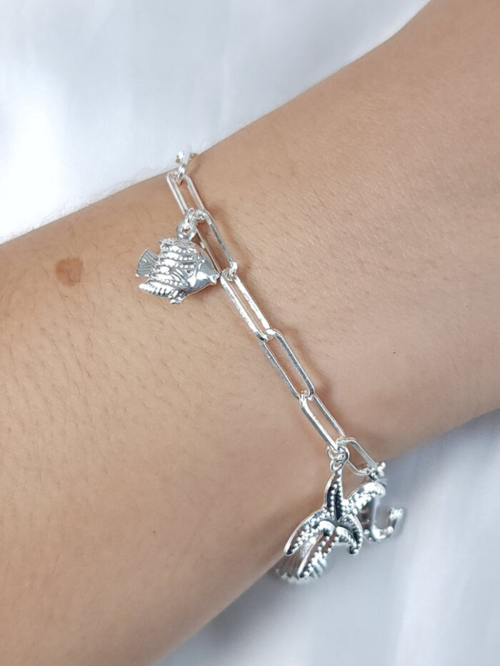 Pulseira modelo estrela do mar com elos longos vazados