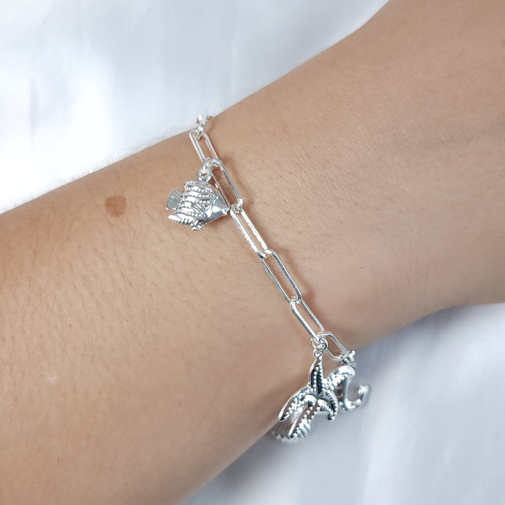 Pulseira modelo estrela do mar com elos longos vazados