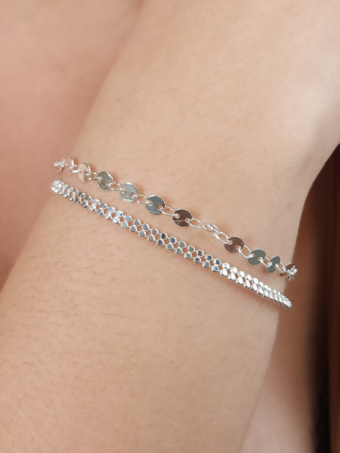 Pulseira dupla elos redondos vazados