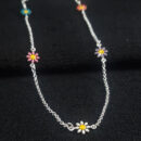 Gargantilha chocker margaridas coloridas