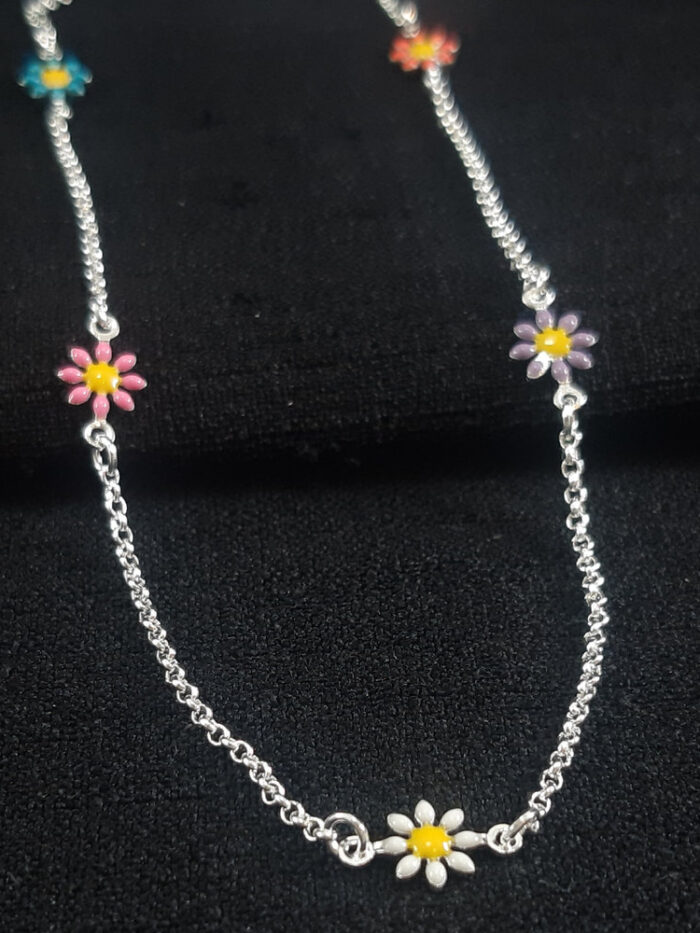 Gargantilha chocker margaridas coloridas