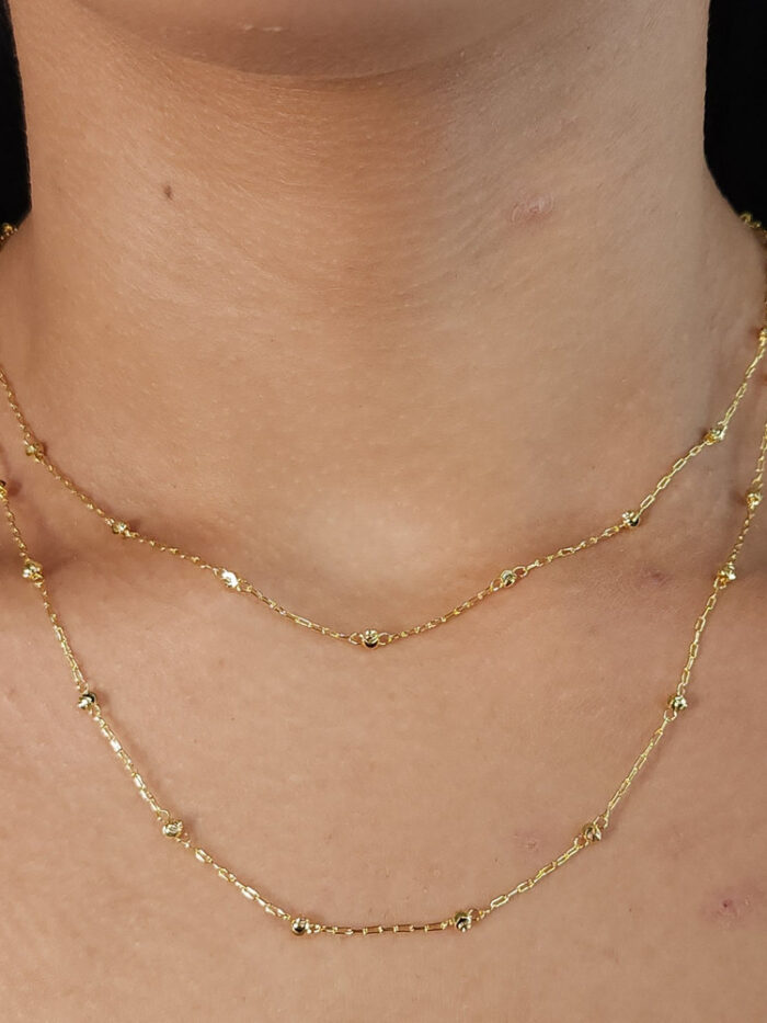 Gargantilha choker duplo elo cartier com bolinhas