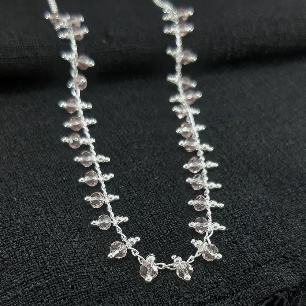 Gargantilha chocker pedra rosé