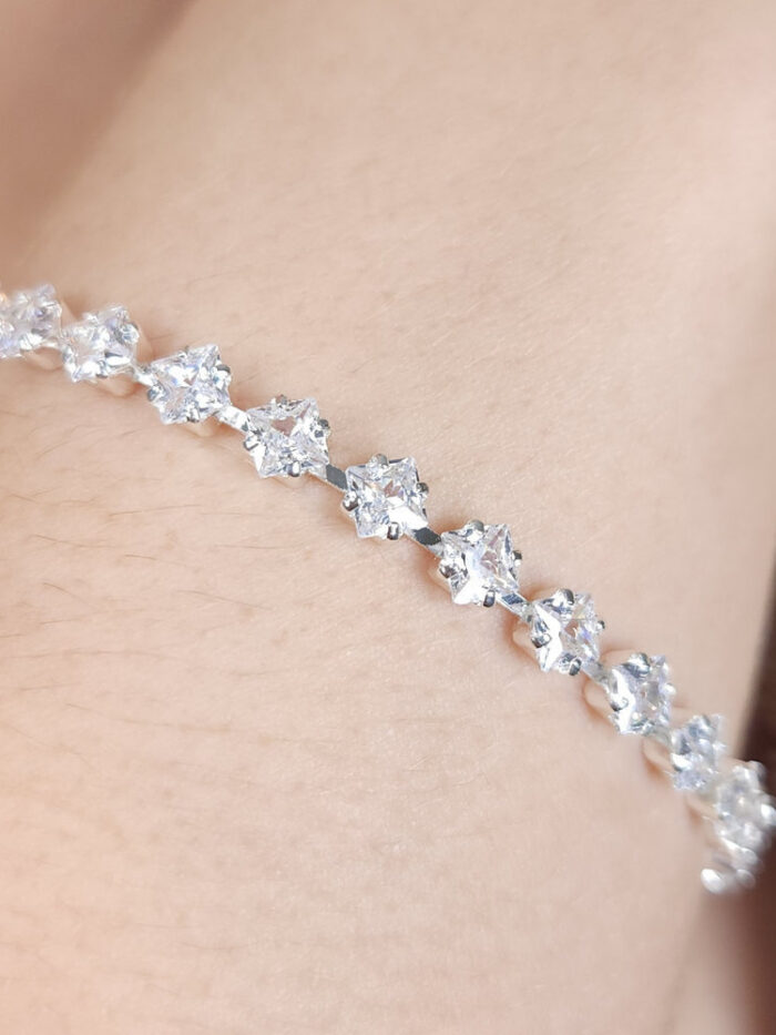 Pulseira pedras cristais formato losango