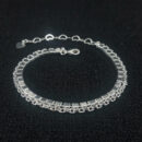 Pulseira dupla elos vazado e quadrados prateado