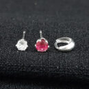 Trio de brincos ponto luz pedra rosa pink e argolinha