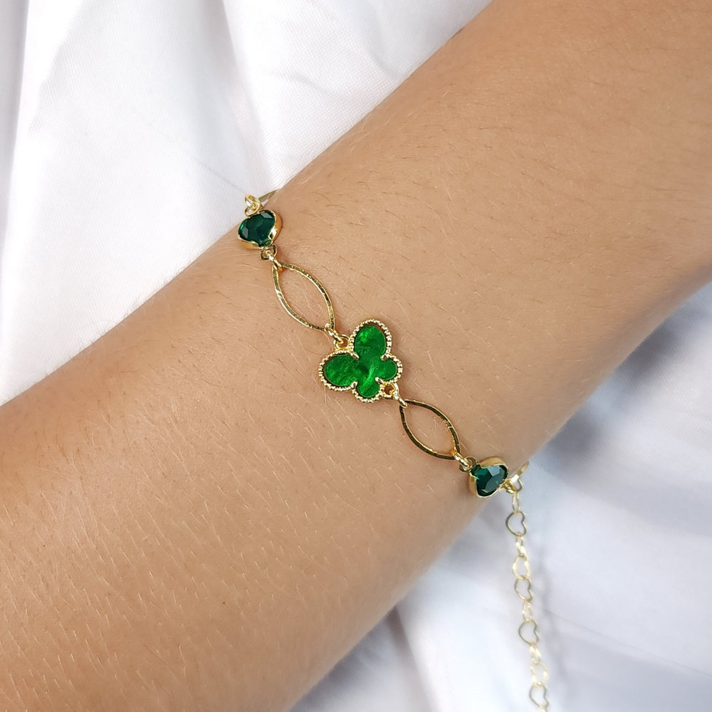 Pulseira elos ovais com borboleta esmaltada - Imagem 3
