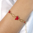 Pulseira elos ovais com borboleta esmaltada