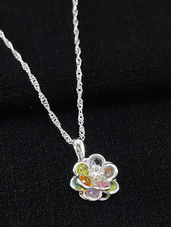 Gargantilha flor pétalas coloridas