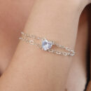 Pulseira dupla coração cristal
