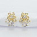 Brinco flor cravejada com pedras cristais