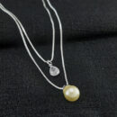 Gargantilha dupla gota cristal e pérola