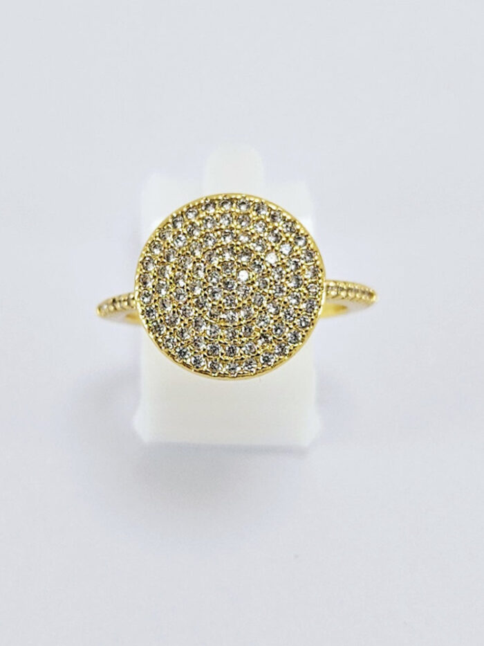 Anel círculo chapeado cravejado de microzircônias