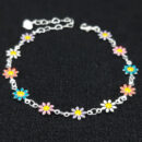 Pulseira flores esmaltadas coloridas