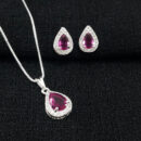 Conjunto gota vermelho cereja cravejado