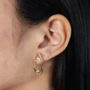 Brinco circulos ovais vazados com ponto de luz