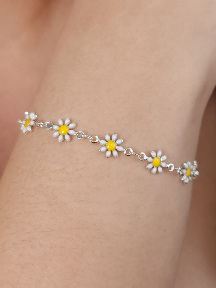 Pulseira margaridas esmaltadas