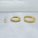 Brinco trio ponto de luz com argola cravejada