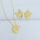 Conjunto borboleta esmaltada cintilante