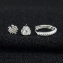 Trio de brinco argola coração cravejado