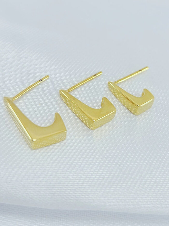 Trio de brincos gancho retangular