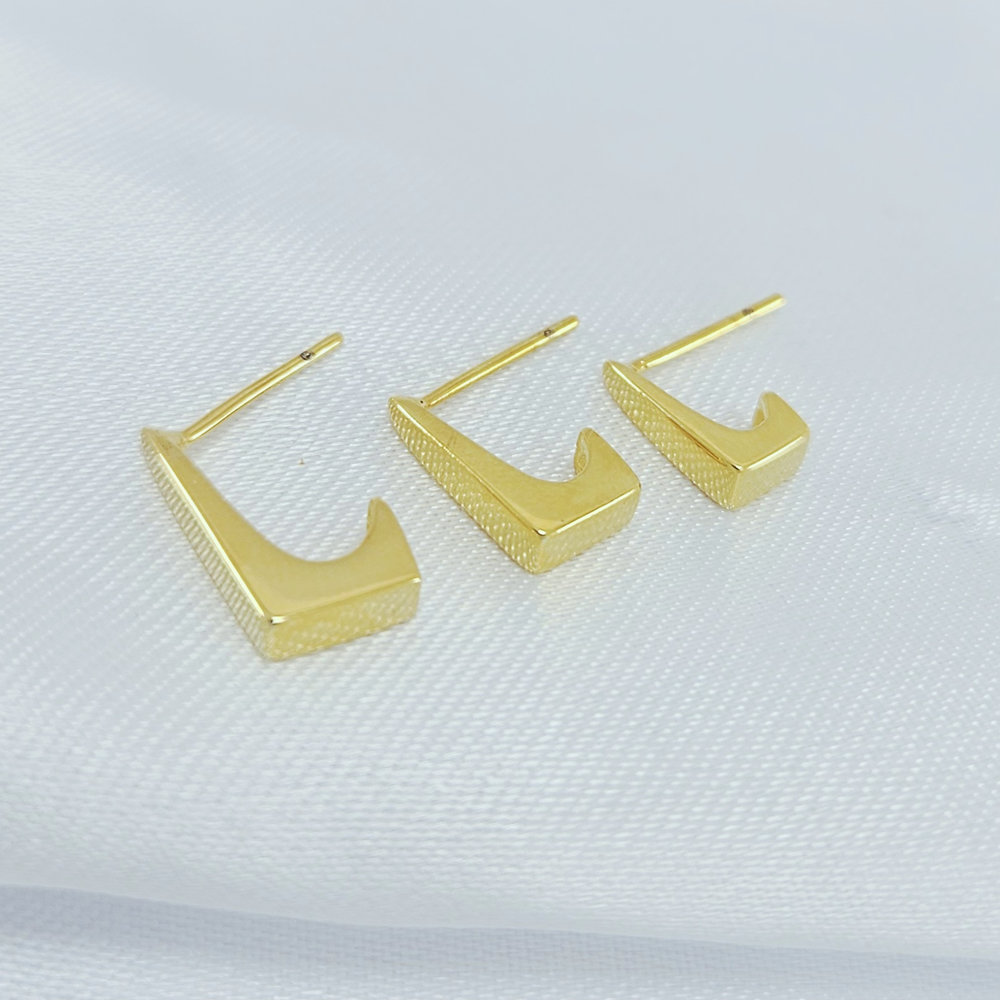 Trio de brincos gancho retangular