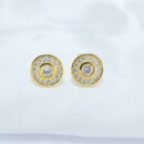 Brinco circulo cravejado borda lisa