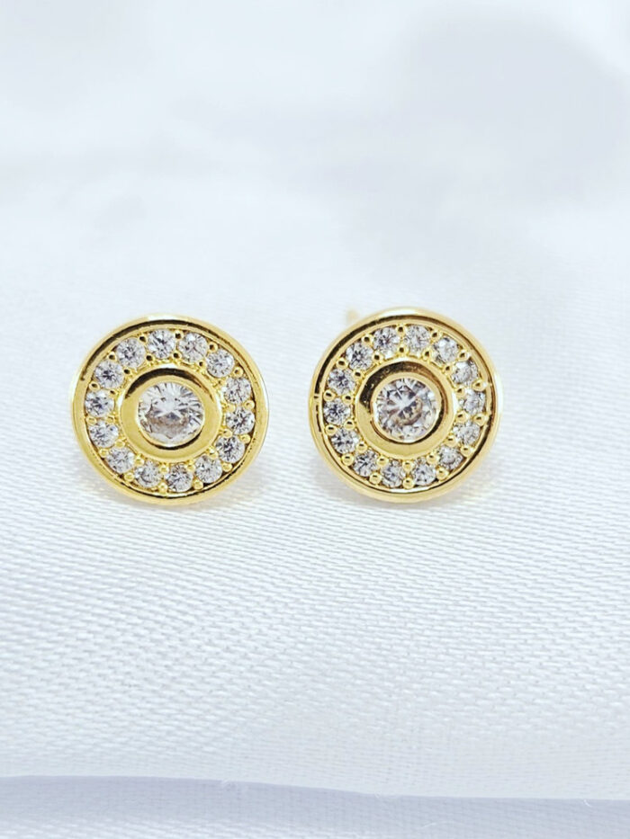 Brinco circulo cravejado borda lisa