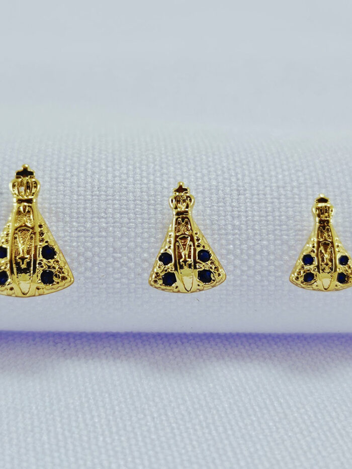 Brinco trio Nossa Senhora de Aparecida cravejado