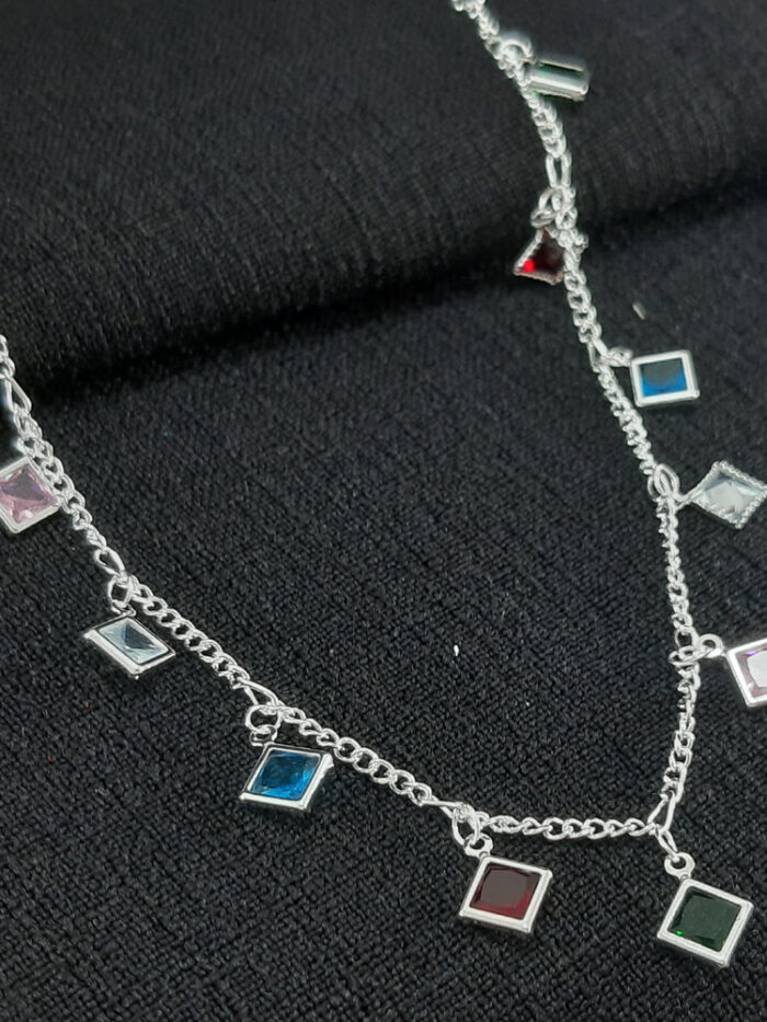 Gargantilha choker quadrados coloridos