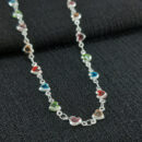 Gargantilha choker corações coloridos prateado