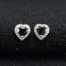 Brinco coração borda cravejada