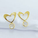 Brinco coração vazado com pontos de luz