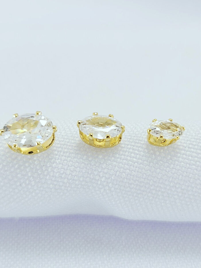 Trio de brincos pedras ovais