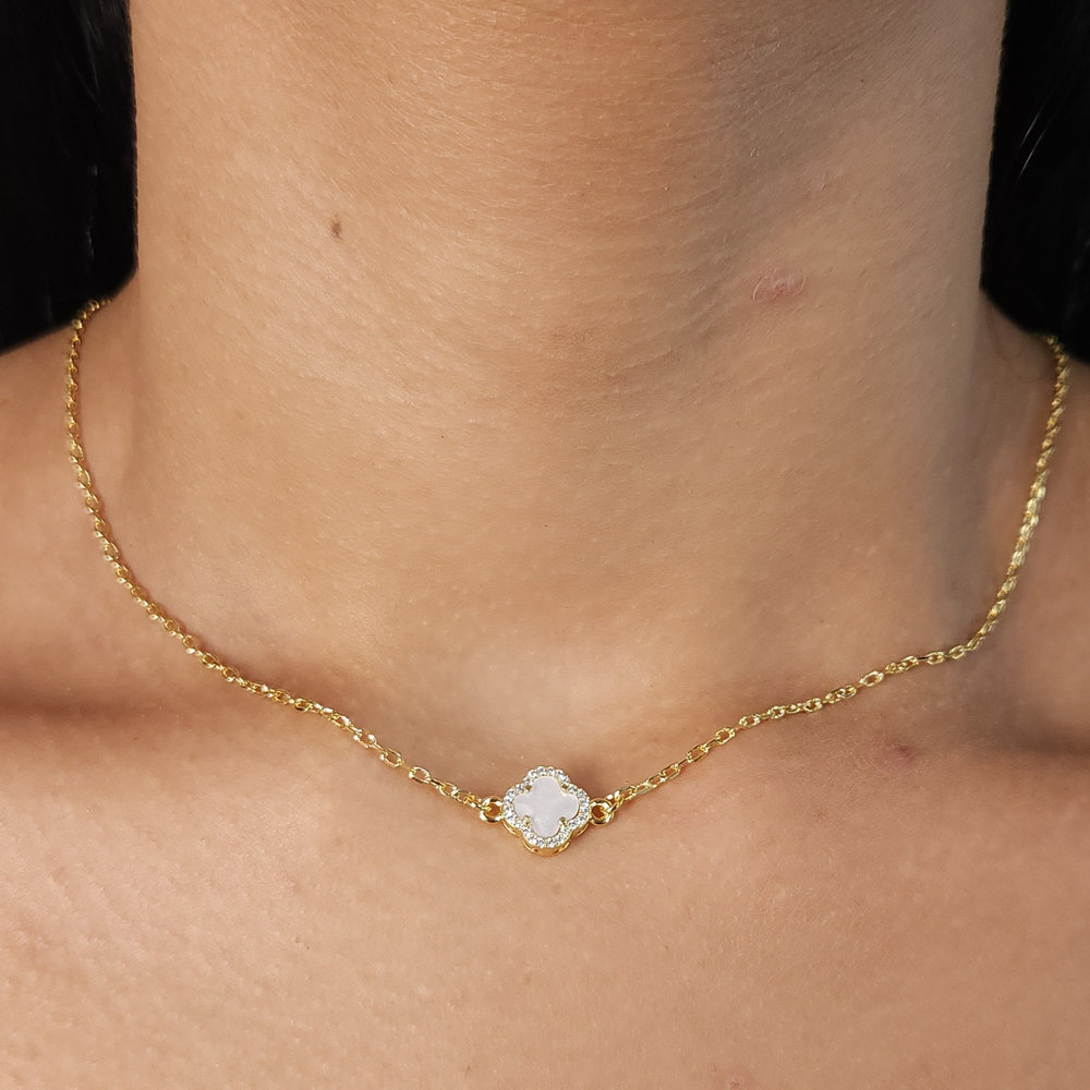 Gargantilha choker trevo borda cravejada - Imagem 2