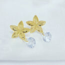 Brinco flor detalhada com ponto de luz pêndulo