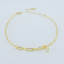 Pulseira cristal retangular com ponto de luz e coração pêndulo