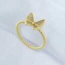 Anel borboleta cravejada base trançada