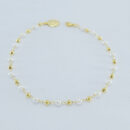 Pulseira bolas douradas e pérolas com detalhe N. S das Graças