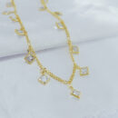 Gargantilha choker pedras cristais quadradas