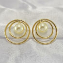 Brinco circulo duplo com pérola